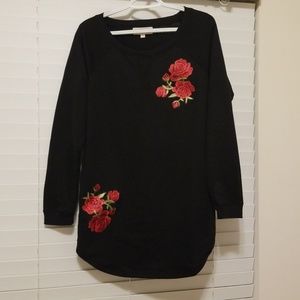 Black floral print sweater